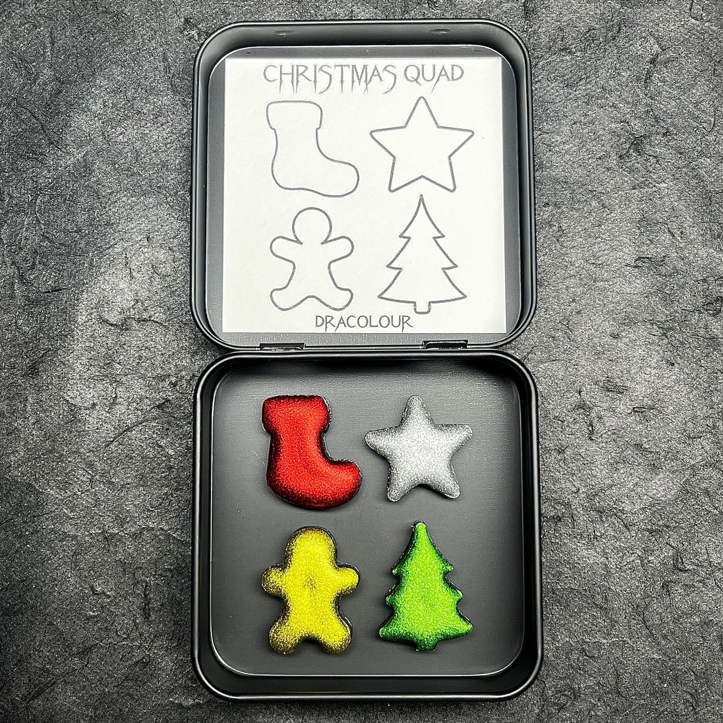 Christmas Chrome Quad- Handmade Watercolour Paint